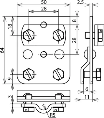 Obrázok produktu pre DEHN Falzklemme, St/tZn, Rd 7-10 mm, rozsah upínania 0,7-5 mm, 1 ks.