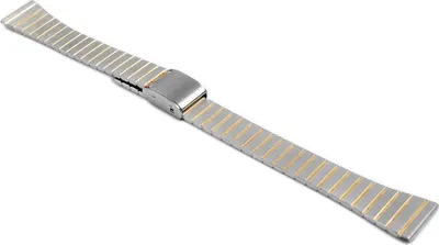 Produktbild von Edelstahl-Uhrenarmband, silber- und goldfarben, Hakenverschluss, 14 mm