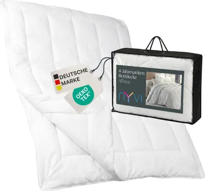 Produktbild von NYVI 4-Jahreszeiten Bettdecke DreamScience AllYear 155x220 cm - Sommerdecke und Übergangsdecke mit Druckknöpfen ergeben warme Winterdecke - Ganzjahresdecke - Waschbar,  100