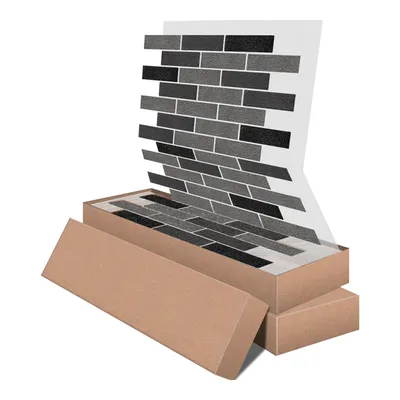 Produktbild von AMK Fassadenpaneele 241 Mix-grau-schwarz – Flexible Steinverkleidung in Natursteinoptik – 10 Paneele, 9 m² – Wandverkleidung für Innen & Außen