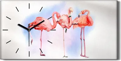 Produktbild von Dekor Leinwand Uhr Wandbilder 60x30 Malerei Tiere Vögel Flamingos Kunst - schwarze Hände