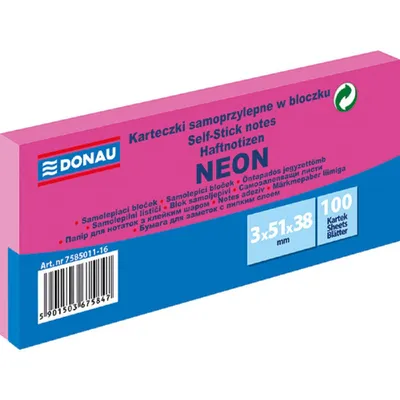 Zdjęcie produktu dla Podkładka samoprzylepna DONAU 38x51, 3x100l. - neonowy róż
