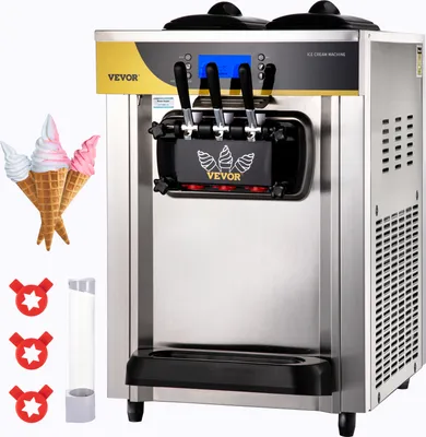 Produktbild von VEVOR Kommerzielle Softeismaschine 2200 W Arbeitsplatte Softeismaschine 22-30 L/Std.Softeismaschine Desktop, Softeismaschine 3 Geschmack mit LCD-Display Eiscrememaschine Speiseeismaschine