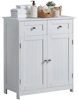 Produktbild von Badschrank mit 2 Schubladen und 2 Türen, weiß, bodenstehend, für das Badezimmer
