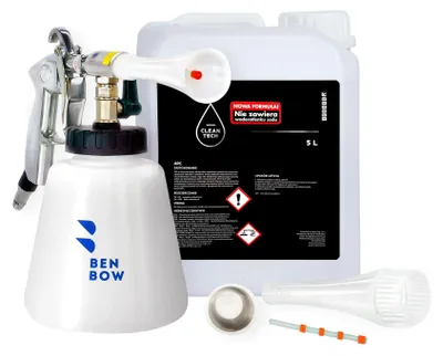 Obrázek produktu pro Benbow 6dílná sada, PRO 004 Blue Storm čisticí pistole na stlačený vzduch, 1litrová nádrž, tlak 6 bar + 3x hadice + CLEANTECH CO 5 litrů univerzální čistič