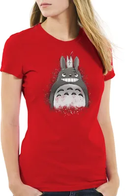 Produktbild von style3 Totoro Duo Damen T-Shirt neko mein nachbar anime tonari no, Farbe:Rot, Größe:XS