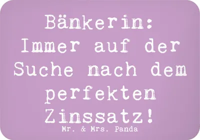 Produktbild von Mr. & Mrs. Panda magnet Spruch Bänkerin Zinssatz - Lavendeltraum - Geschenk, strategisches Denken, Berufspassion, whiteboardmagnet, Handgefertigt, Finanzberatung, Beruf