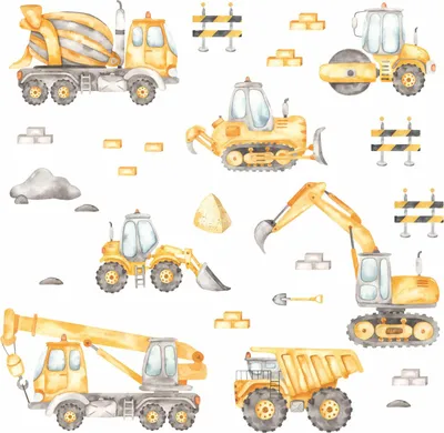 Produktbild von 206 Wandtattoo Baustelle Aquarell - 1250 x 700 mm