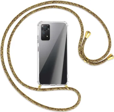 Produktbild von Handykette Backcover-Schutzhülle mit Band (Metall goldfarben) für Xiaomi Redmi Note 11 Pro 4G/5G (EU) - braun+beige