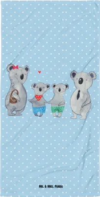 Produktbild von Mr. & Mrs. Panda Handtuch Koala Familie zwei - Blau Pastell - Geschenk, Reisehandtuch, Strandtuch, Muttertag, Großes, Badehandtuch, Zusammen, Koalabär
