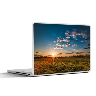 Produktbild von MuchoWow® Laptop Aufkleber Sticker Cover Sonnenuntergang - Natur - Wolken - Gras 40x30 cm - Laptop Dekoration - Selbstklebend
