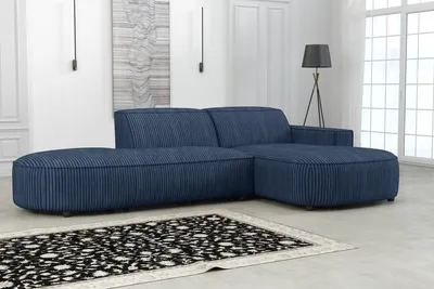 Produktbild von Emoebel24 Ecksofa Lucas Dunkelblau  mit Ottomane, Sofa L-form  284x166x70 cm