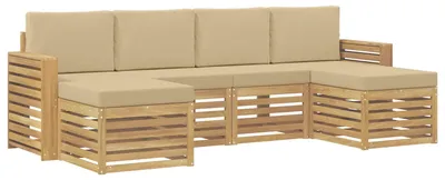 Immagine prodotto di Set di divani da esterno, 6 pezzi, colore beige, dimensioni 257 x 122,5 x 73 cm