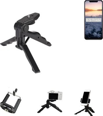 Produktbild von K-S-Trade Stativ Tisch-Ständer Dreibein Handy-Stativ Ständer kompatibel mit Oukitel C12 Pro Mini-Stativ Smartphone Tripod Handy-Stativ aus Plastik