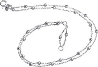 Produktbild von SILBERKETTEN STORE Fußkette Erbse 1,3mm mit Kugeln 2reihig - 925 Silber, Länge wählbar - 24cm