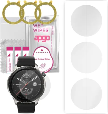 Produktbild von apgo 3 Stück Schutzfolie, klar, kompatibel mit Amazfit GTR 4 Smartwatch, Hydrogel Displayschutzfolie mit Positionierhilfe, Displayfolie, robust und kratzfest