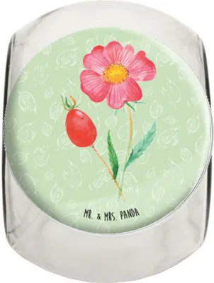 Produktbild von Mr. & Mrs. Panda gewürzglas Blume Hagebutte XL 2000ml - Blattgrün - Geschenk, Aufbewahrungsdose, Schlechte Gedanken, Dekoglas, Vorratsbehälter, Vorratsglas, Garten