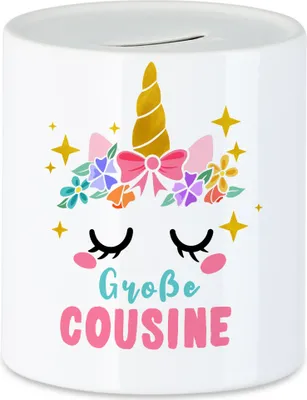 Produktbild von Große Cousine Spardose Lieblingscousine Geschenkidee Geburtstag Einhorn Beste Cousine