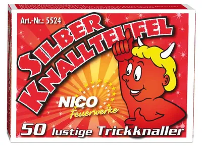 Produktbild von 50 Stück Silber Knallteufel Scherzartikel, Jugendfrei ab 12 Jahren, KAT F1 Ganzjahres-Feuerwerk