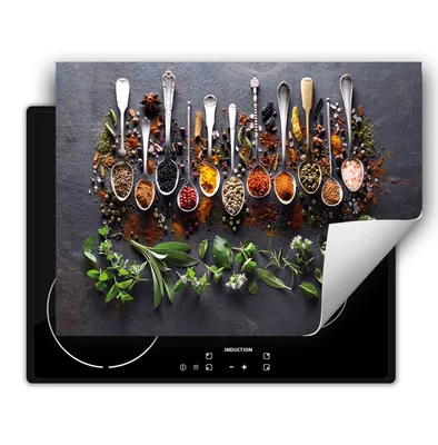 Produktbild von DarHaus Herdabdeckplatte 80x52 cm Anti Rutsch Matte Aufrollbar, Löffel - Gewürze