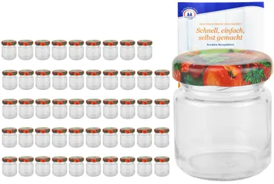 Image de lot de 50 bocaux 53 ml To 43 décor fruits couvercle bocaux à dégustation avec livret de recettes