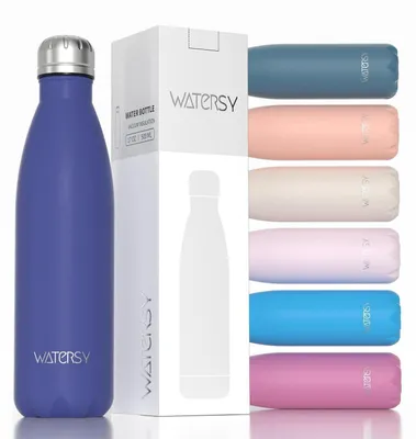 Immagine prodotto di Borraccia in acciaio inossidabile da 500 ml, senza BPA, a doppia parete, thermos per bevande calde e fredde, a prova di perdite, colore blu scuro