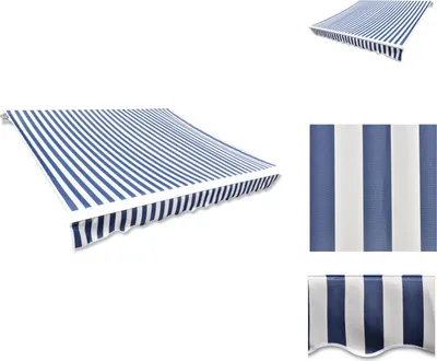 Produktbild von vidaXL Markisenbespannung Canvas Blau & Weiß 6x3 m (ohne Rahmen) -  Markisen