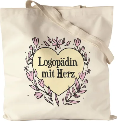 Produktbild von Logopädin mit Herz Jutebeutel Stoffbeutel Canvas  Geschenkidee Zum Danke Sagen Beste Logopädin