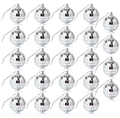 Obrázek produktu pro Vánoční ozdoby 24 kusů - Mini-diskokoule - Zrcadlová koule - Dekorace - Vánoční dekorace - 3 cm