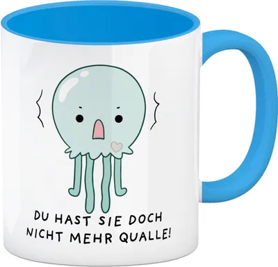 Produktbild von Jelly & Friends Qualle Kaffeebecher in hellblau mit Spruch Du hast sie doch