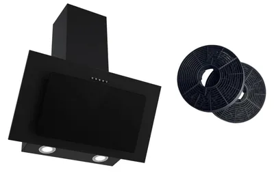 Produktbild von Dunstabzugshaube Schräghaube Kopffrei 60 cm Schwarz mit Filter MS