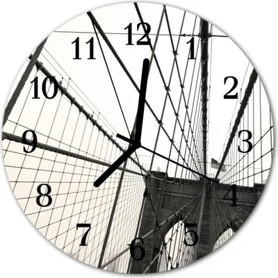 Produktbild von Glasuhr Wanduhr Küchenuhr Echt-Glas 30fi cm Brooklyn Bridge grau