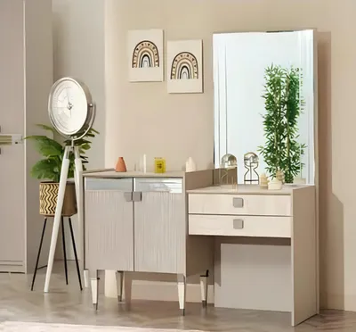 Produktbild von Schlafzimmer Luxus Möbel Schminktisch mit Spiegel Holz Design Modern