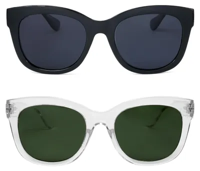Productafbeelding van OPULIZE BIG zonnebril voor dames en heren - Trendy montuur - Zwart/groene glazen