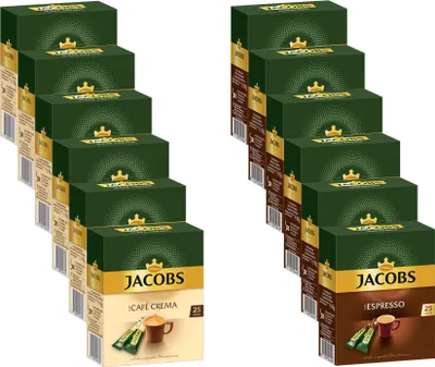 Obrázek produktu pro JACOBS Sypaná káva typ Cafe Crema 6 x 25 tyčinek + typ Espresso 6 x 25 tyčinek