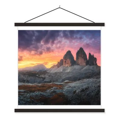 Produktbild von MuchoWow® Textilposter Felsen - Berg - Sonnenuntergang - Landschaft 60x60 cm mit schwarzem Rahmen - Posteraufhänger