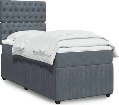 Produktbild von vidaXL Boxspringbett mit Matratze Dunkelgrau 100x200 cm Samt