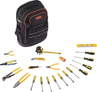 Image de Sac à dos à outils avec outils Sac à dos de chantier résistant aux déchirures avec 65 poches