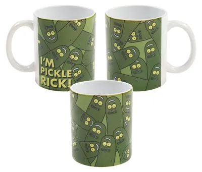 Produktbild von Rick and Morty Tasse - I'm Pickle Rick Allover Kaffeetasse Becher Kaffeebecher aus Keramik Grün 320 ml