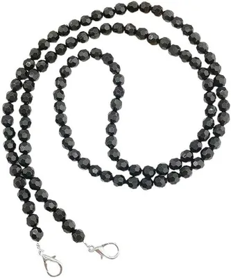 Image de Collier téléphone à perles en bois noir avec une bandoulière amovible