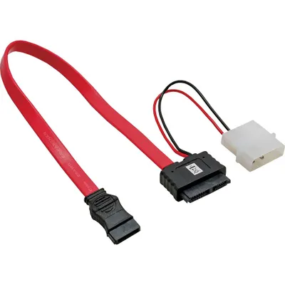 Immagine prodotto di Cavo adattatore di alimentazione SATA InLine® 29675, 1x SATA + 1x presa da 13,34 cm (5,25") a presa 7+6 SlimSATA, 0,3+0,15 m (5V)