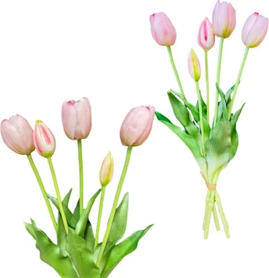 Immagine prodotto di Tulipani rosa chiaro - Bouquet di gomma con tulipani 39 cm Real Touch colore 1