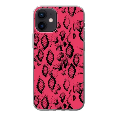 Produktbild von MuchoWow® Handyhülle Schutzhülle Hülle für iPhone 12 Tiermuster - Schlangenhaut - Rosa Silikon Softcase Handy Hülle - Schutzhülle