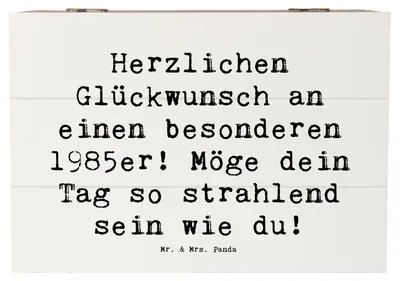 Produktbild von Mr. & Mrs. Panda Schatulle Spruch 1985 Geburtstag 22 x 15 cm - Weiß - Geschenk, Holztruhe, Wertschätzung, besonderer 1985er, Box, fotobox, Happy Birthday, Freude, Truhe