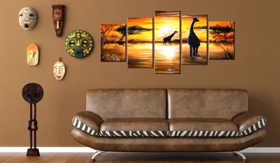 Produktbild von Akustikbild Afrika 200x100 cm Bilder Akustikschaum Hochleistungsschallabsorber Schallschutz Leinwand 5 tlg Wandbild Raumakustik Schalldämmung 5723