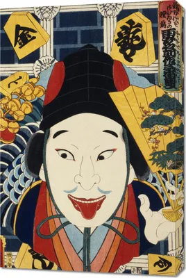 Obrázok produktu pre Obraz 60 x 90 cm Herec, Kunichika Japonský vintage do obývacej izby