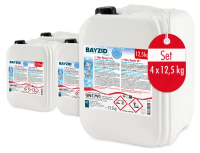 Produktbild von 4x12,5 kg BAYZID® Flüssigchlor 13% zur effektiven Pool Desinfektion