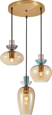 Zdjęcie produktu dla Lampa wisząca FANDA złota 3xE27x40W szkło wym:130x45x45cm IP20 Italux