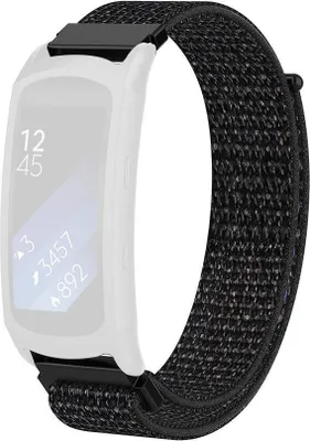 Produktbild von Ersatz Armband für Samsung Gear Fit 2 / Pro Band Armband Nylon SCHWARZ kompatibel mit SM-R360/Fit 2 Pro SM-R365