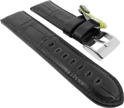 Produktbild von Echt Alligator Uhrenarmband passend zu Panerei schwarz 26716